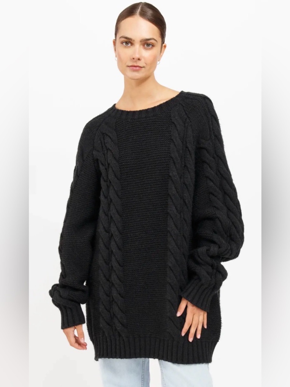 BRUNETTE THE LABEL adele cableknit big sister sweater black small/medium